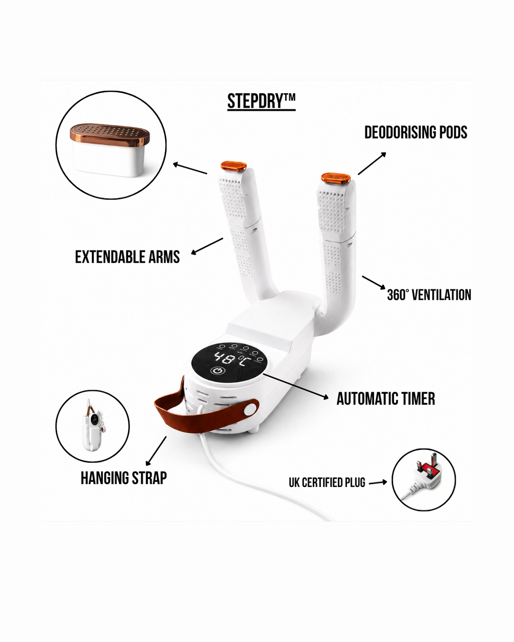 StepDry™ Electric Shoe Dryer – Fast & Gentle Drying (UK Plug)